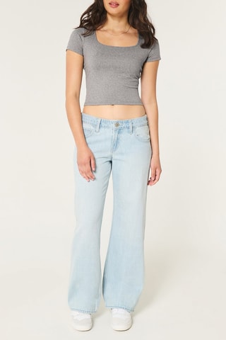 Cropped T-shirt - Gemêleerd Grijs