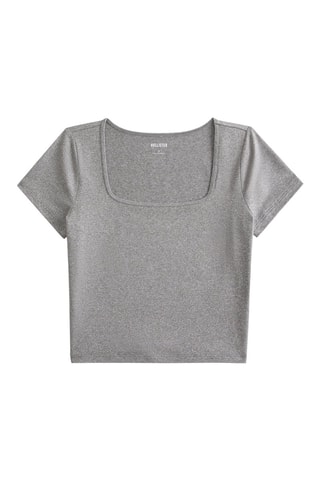 Cropped T-shirt - Gemêleerd Grijs