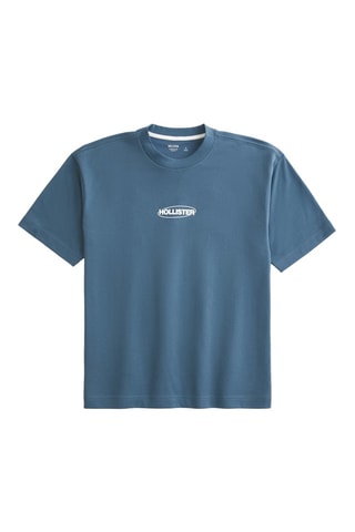 T-shirt Boxy - Petrolblauw