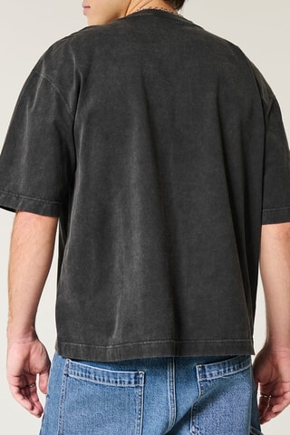 T-shirt Boxy - Gemêleerd Zwart