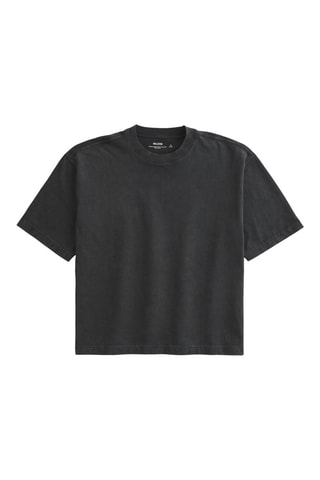 T-shirt Boxy - Gemêleerd Zwart
