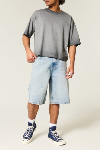T-shirt Baggy Fit - Gemêleerd Zwart