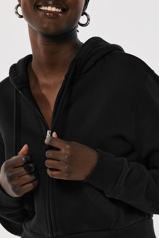 Fleece Sweater met Capuchon - Zwart