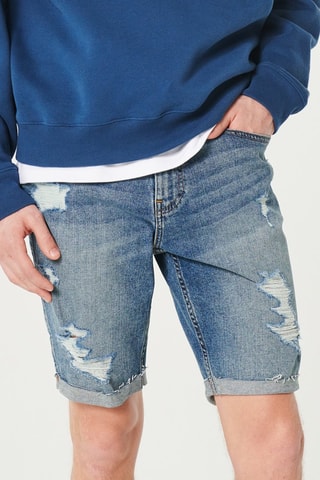 Spijkershort Slim Fit - Kobaltblauw