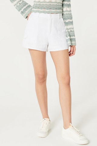 Linnen Short Hoge Taille - Wit