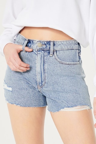Spijkershort Mom met Hoge Taille - Blauw