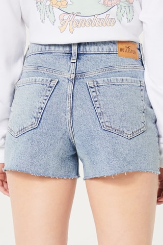 Spijkershort Mom met Hoge Taille - Blauw