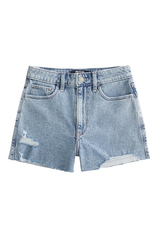 Spijkershort Mom met Hoge Taille - Blauw