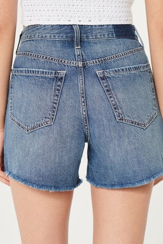 Spijkershort met Hoge Taille - Marineblauw