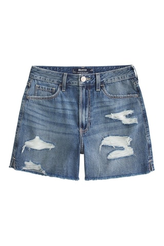Spijkershort met Hoge Taille - Marineblauw
