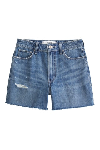 Spijkershort met Hoge Taille - Marineblauw