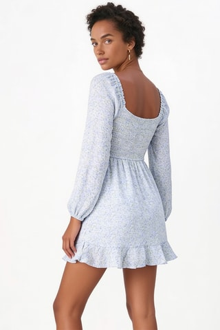 Vestido curto - Azul-claro