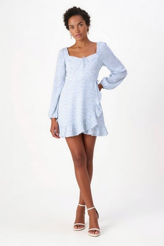 Vestido curto - Azul-claro