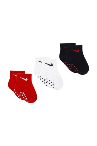 3 paires de chaussettes antidérapantes - Blanc et rouge