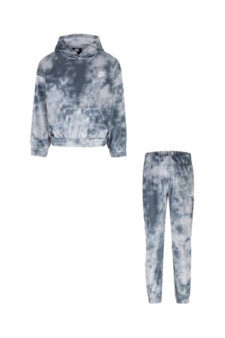 Sweat à capuche et pantalon en velours tie and dye - Blanc et gris