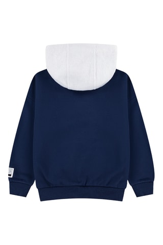 Sweat à capuche - Blanc, beige et bleu