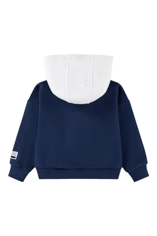 Sweat à capuche - Blanc, beige et bleu