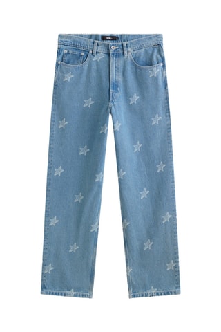 Jean baggy Check-5 - Bleu cobalt