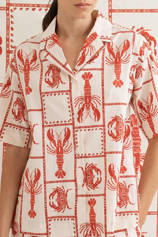 Biologisch Katoenen Oversized Blouse - Rood