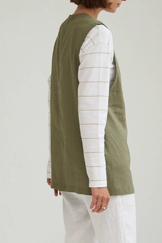 Lang Mouwloos Linnen Vest - Groen