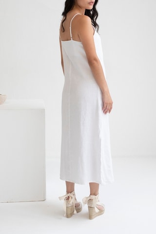 Mouwloze Linnen Midi-jurk - Wit