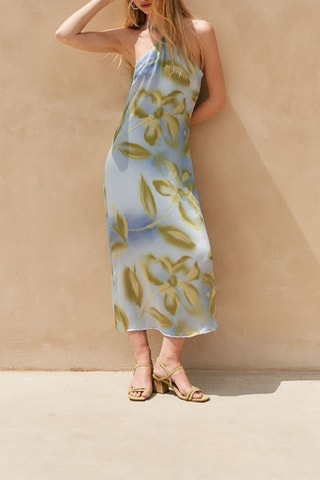 Mouwloze midi-jurk. - Blauw