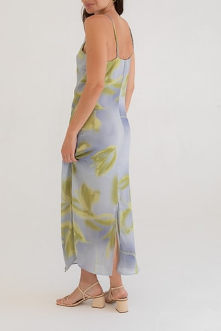 Mouwloze midi-jurk. - Blauw