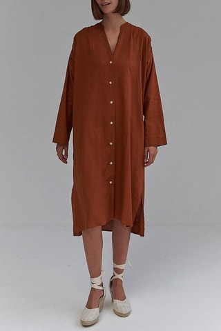 Linnen Blouse-jurk - Bruin