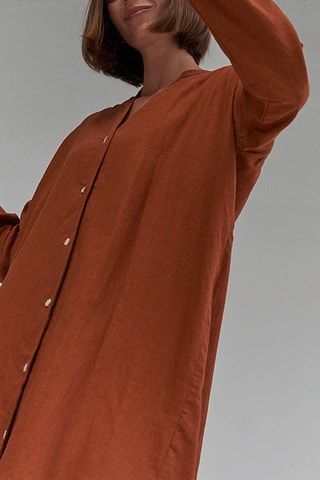 Linnen Blouse-jurk - Bruin