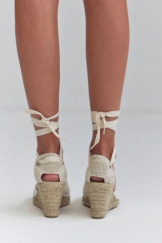 Sandalen met Sleehak - Beige