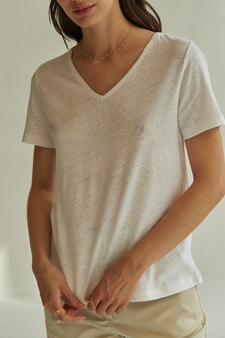 Biologisch Katoenen en Linnen T-shirt - Wit