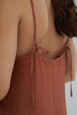 Mouwloze Linnen Jumpsuit - Bruin