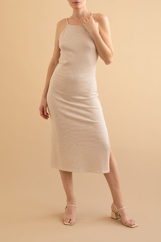 Mouwloze Biologisch Katoenen Midi-Jurk - Beige