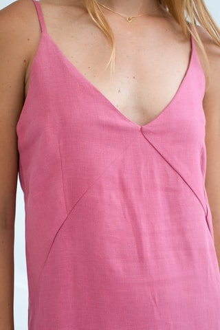 Mouwloze Linnen Midi-jurk - Roze