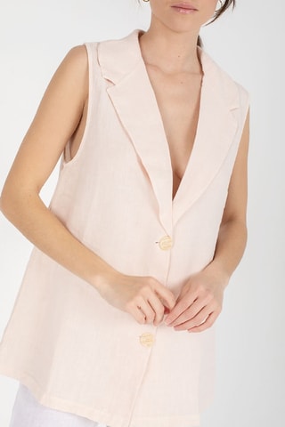 Mouwloos Lang Linnen Jasje - Roze