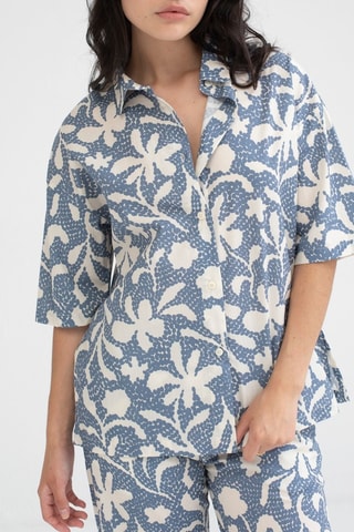 Biologisch Katoenen Oversized Blouse - Blauw