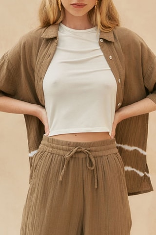 Biologisch Katoenen Oversized Blouse - Beige
