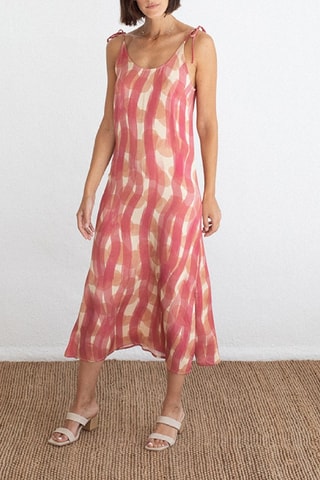 Mouwloze midi-jurk. - Rood