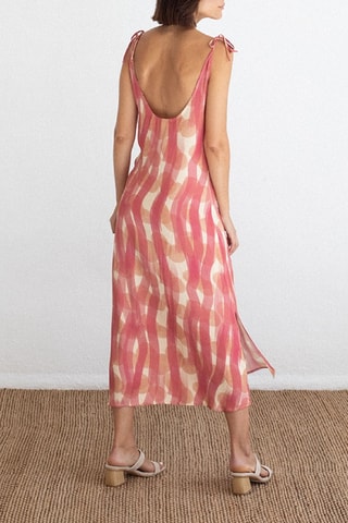 Mouwloze midi-jurk. - Rood