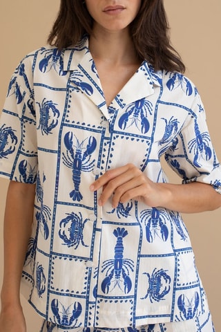 Biologisch Katoenen Oversized Blouse - Blauw