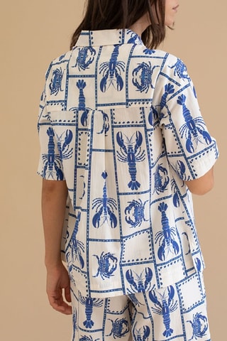 Biologisch Katoenen Oversized Blouse - Blauw