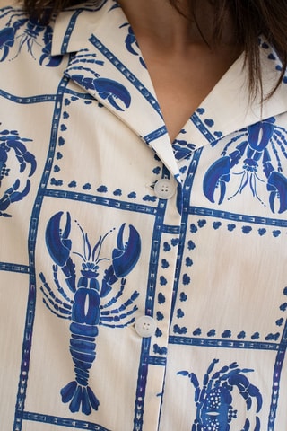Biologisch Katoenen Oversized Blouse - Blauw