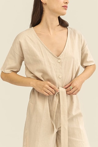Playsuit van Linnen - Beige