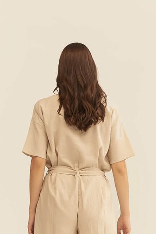 Playsuit van Linnen - Beige
