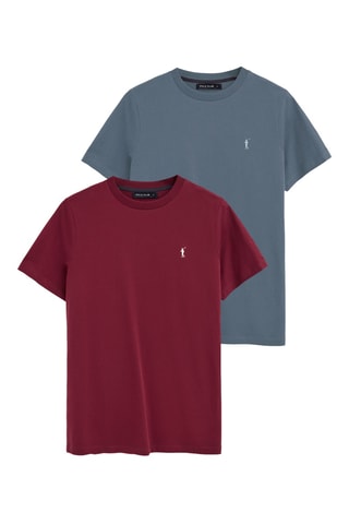 2 T-shirts Regular - Donkerrood en blauw