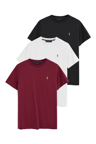 3 T-shirts Regular - Rood, wit en zwart