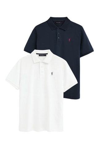 2 Polo's Regular Fit - Marineblauw en wit