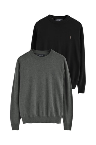2 truien regular - Antraciet en zwart