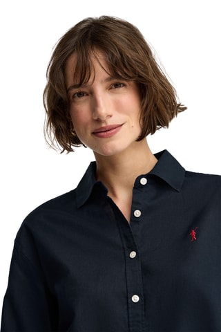 Linnen Blouse Loose - Marineblauw
