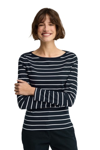 T-shirt Slim - Marineblauw en wit